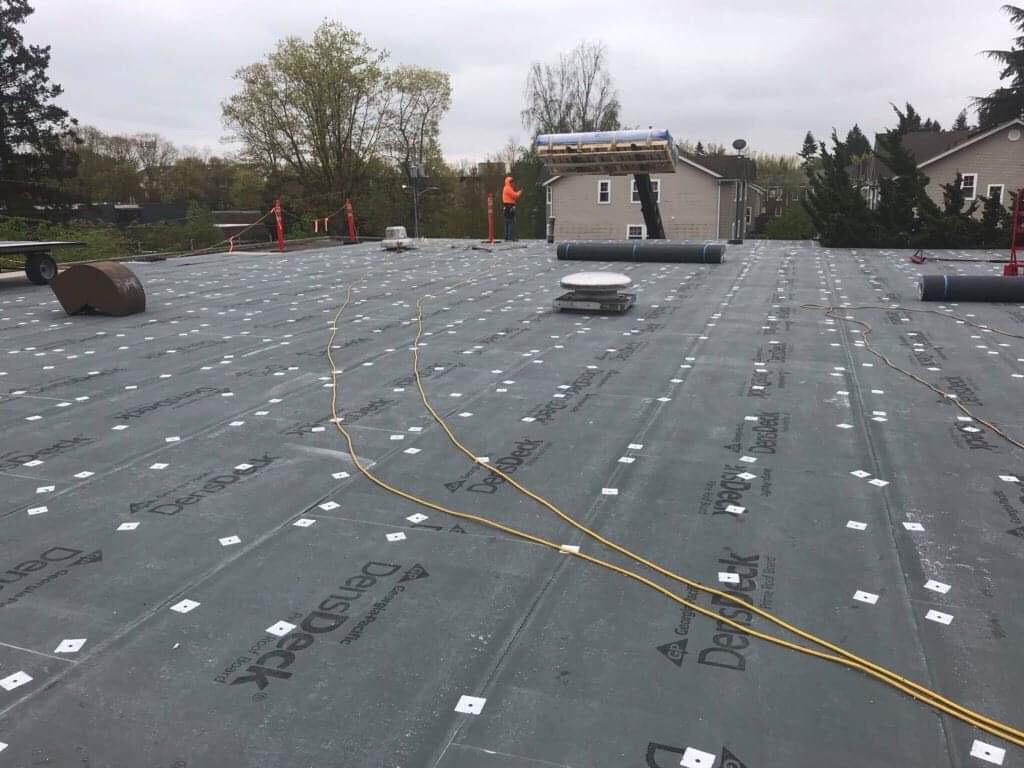 roof during waterproofing